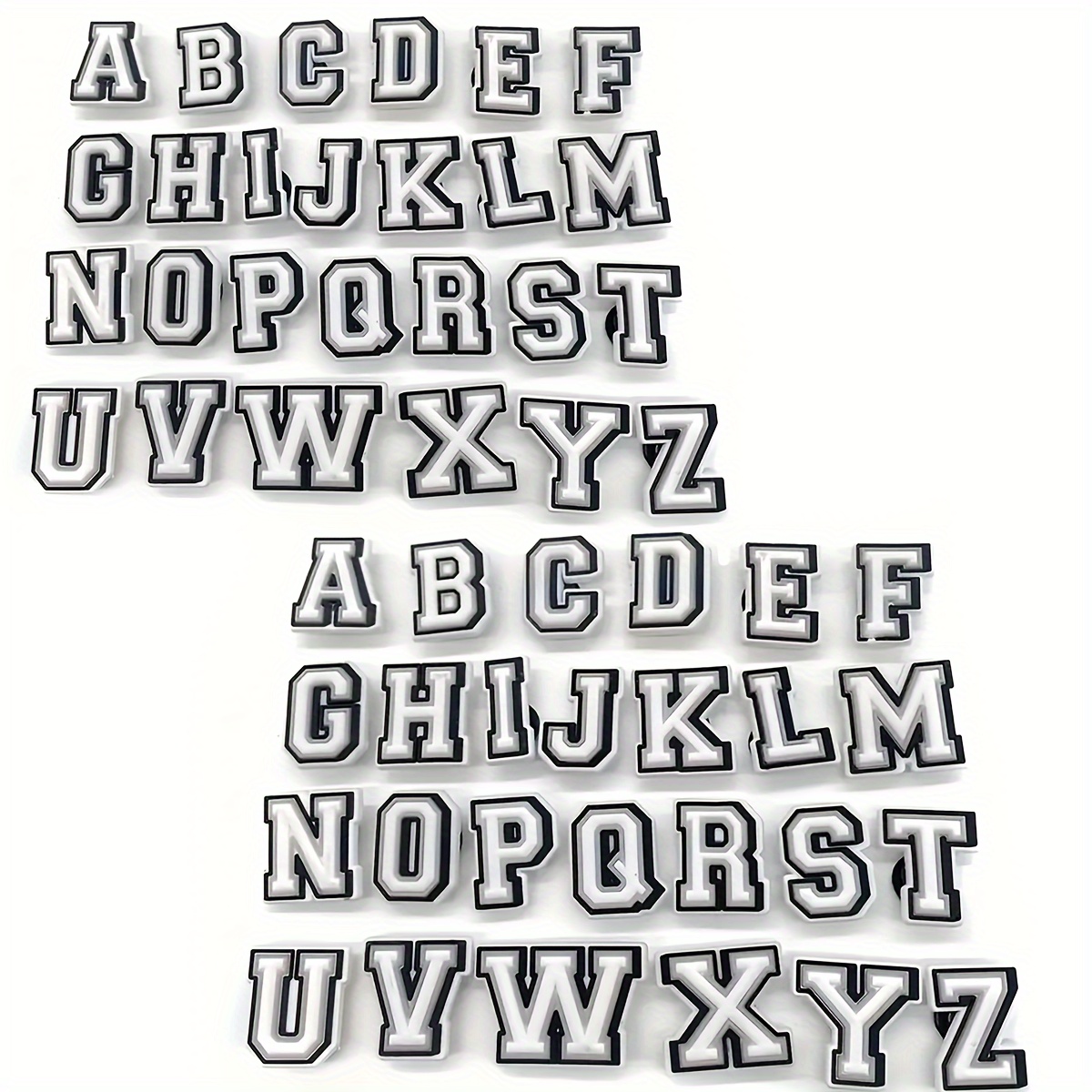 

52-piece Classic English Alphabet Shoe Charms Set, Fantasy Themed Plastic Decorations For Garden Shoes, Clogs & Boots, Non-electric, Featherless, Versatile Fit For Casual Occasions