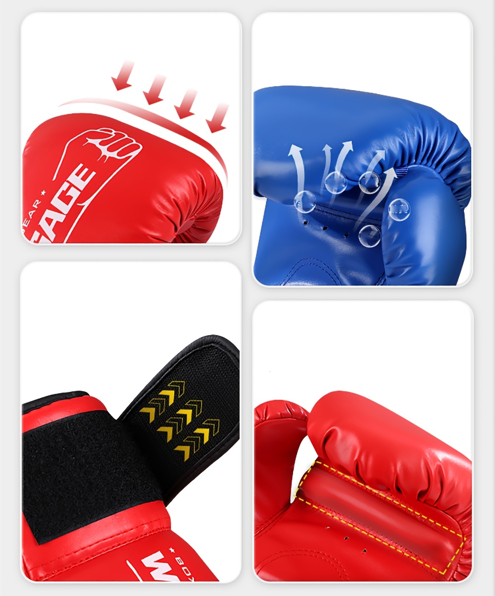 A Pair of Boxing Gloves in Black, Red, And Blue, Suitable for Both Male And Female Beginners As Well As Advanced Boxers for Training
