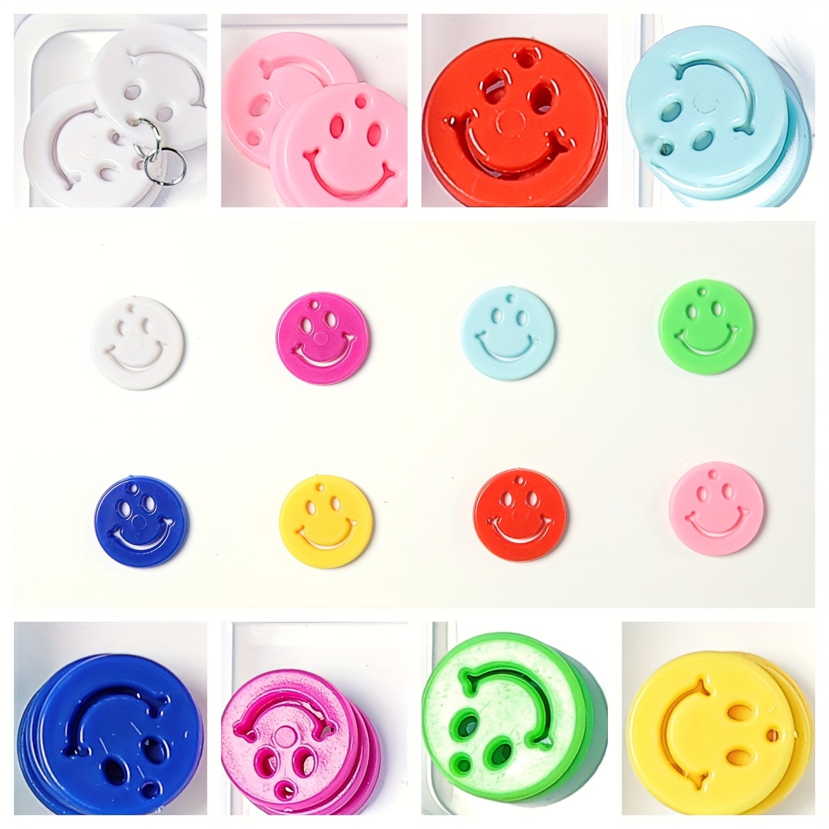 

30pcs Mixed Color Acrylic Smile Round Pattern For Bracelets And Necklaces Making