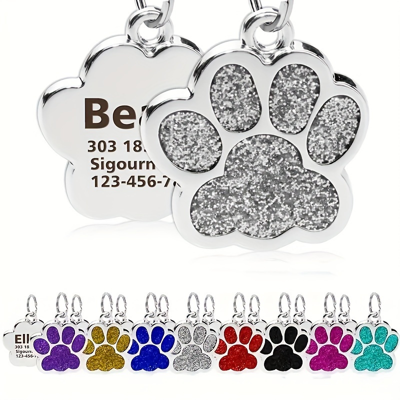 

Customized Personalized Pet Id And Cats - Adorable Paw Print Customized And Phone , Engraved On Pet Collars - And Pet Accessories