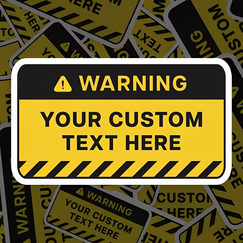 TEMU Custom Warning Stickers - Self- Safety Labels, Custom Text, Yellow And Suitable For Construction, , Machinery, And Hazard Warnings - For Home,