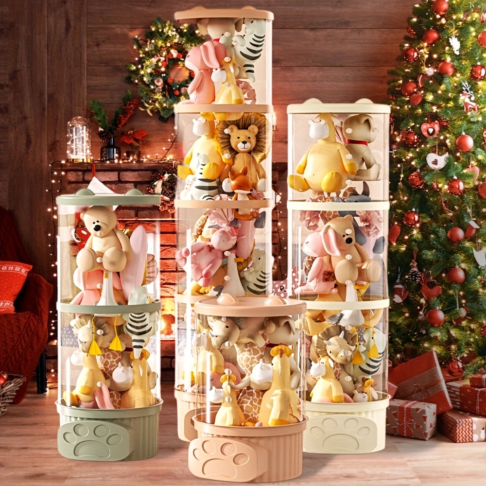 

Classic Animal-themed Plastic Doll Display Case, Stackable Home And Bedroom Decor Organizer, Ideal For Christmas And New Year's Decor Storage, With No Electricity Needed