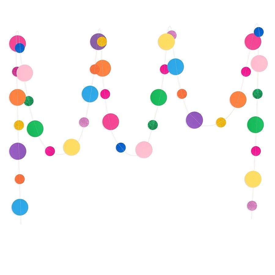 TEMU 149.6inch Colorful Polka Dot Paper Garland Circle Banner Hanging Flags For Birthday Party Wedding Decoration Christmas Decorfor Christmas And