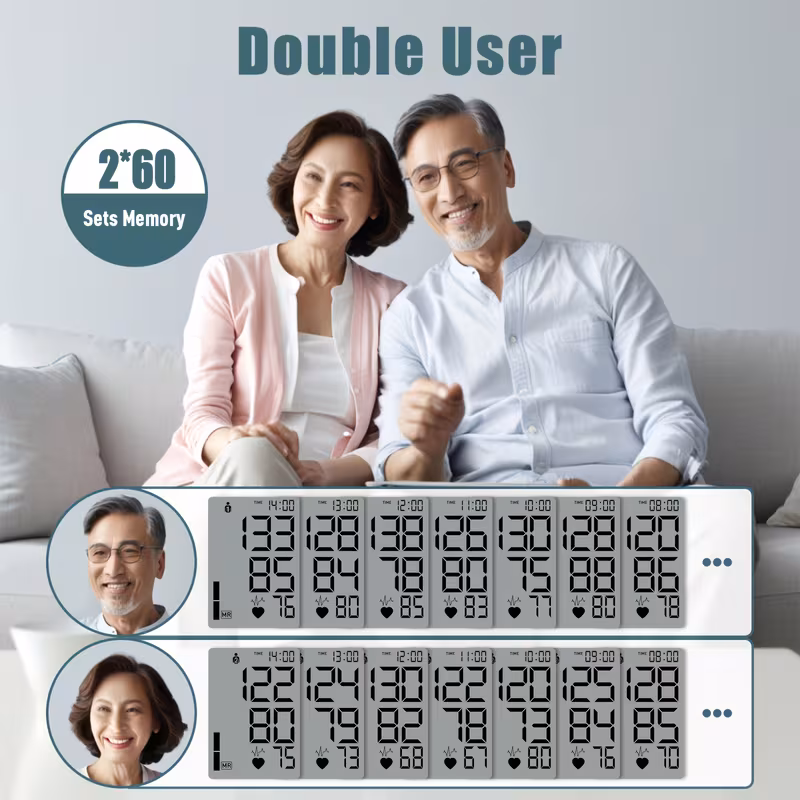 2 in 1 device for measuring blood pressure and forehead temperature featuring an automatic upper arm blood pressure monitor with a memory capacity of 2 60 readings an adjustable cuff size ranging from 8 66 to 16 54 inches Product details 3