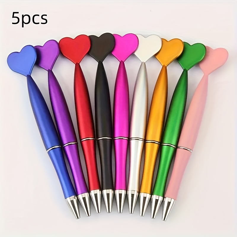 

5pcs Heart-shaped Ballpoint Pens With - Weddings, Office, School & Gifts