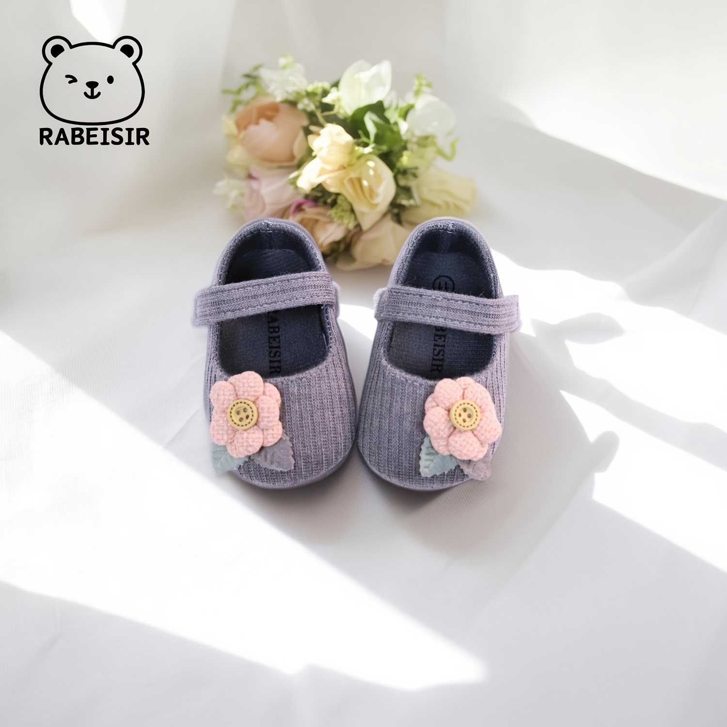 Trendy Cute Flower Mary Jane Shoes For Baby Girls, Comfortable Lightweight Non Slip Walking Shoes For Indoor Outdoor Party, Spring And Autumn