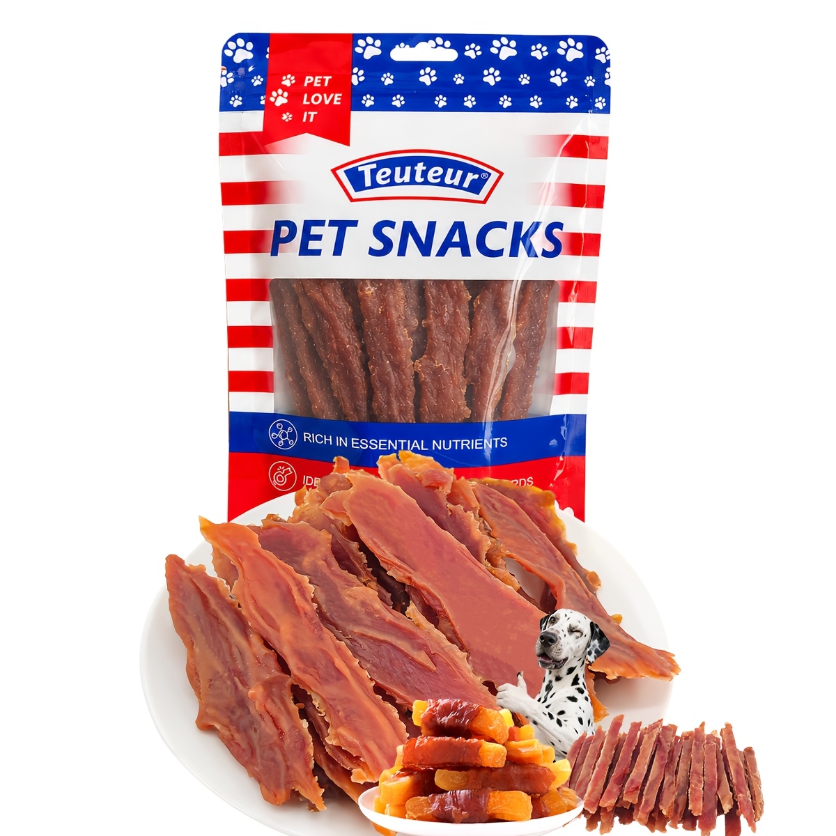 TEMU Duck & Chicken Jerky Dog Treats Pack Suitable For Small Dogs, Puppies, Adult & Senior Pets - Soft , Chew Sticks & Air-dried Snacks With Training