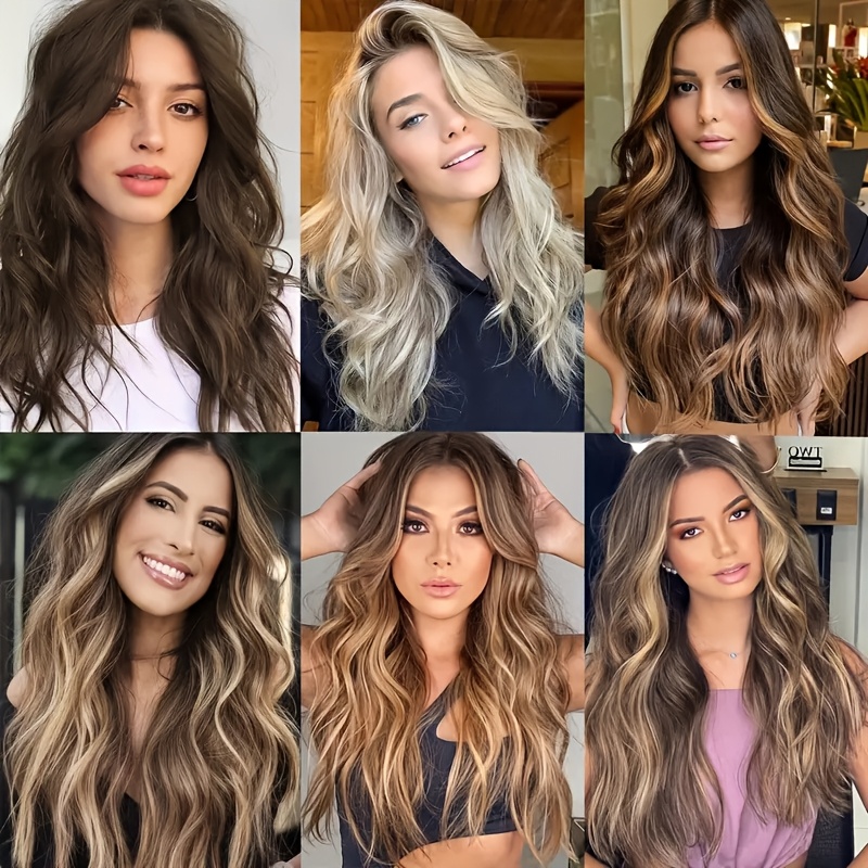 elegant mixed   in hair extension for women 16 clips long wavy curly synthetic hairpiece for   styling details 2