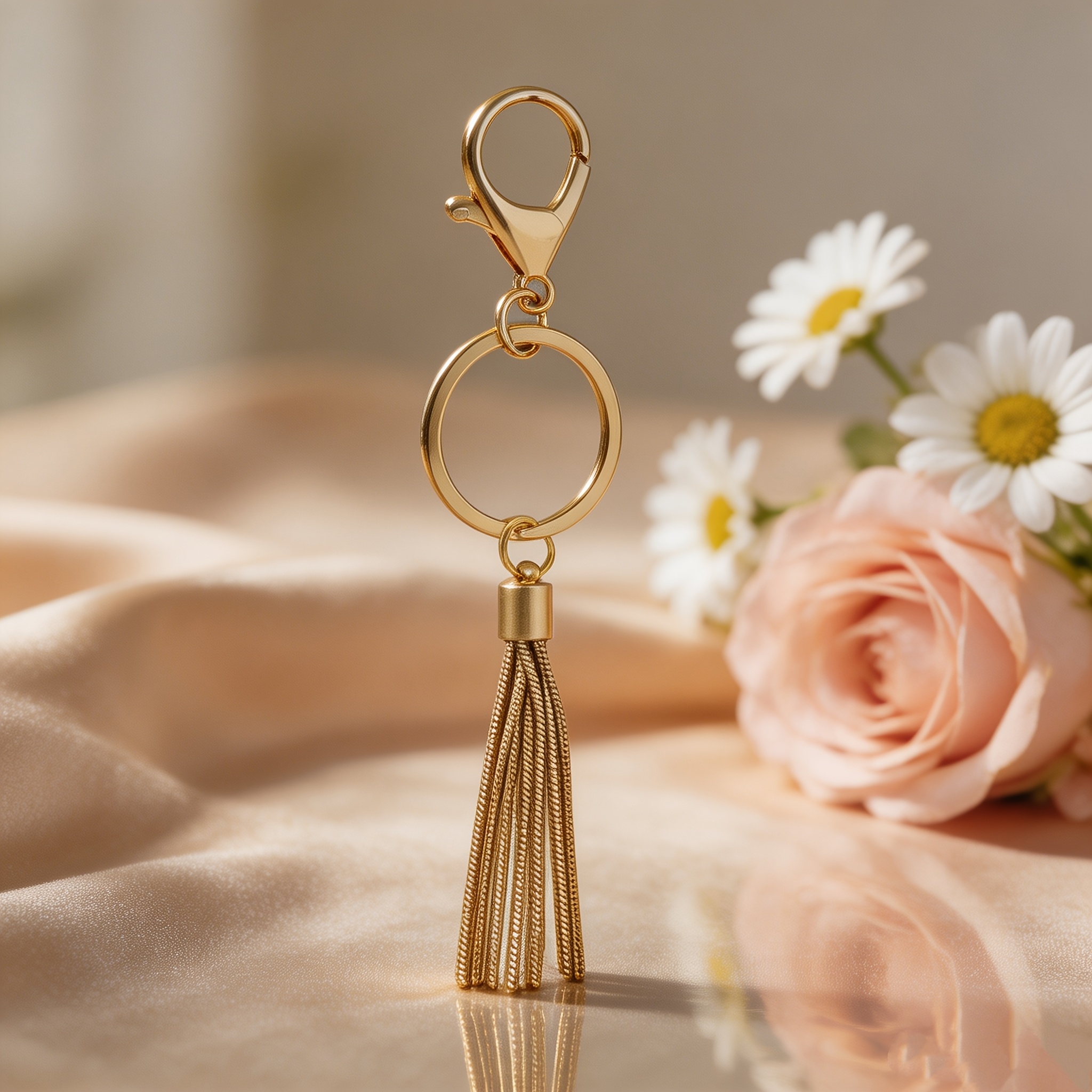 TEMU Porte-clés à pompon doré, porte-clés unisexe, sac porte-clés, pendentif, ornement de clé adapté pour offrir en cadeau