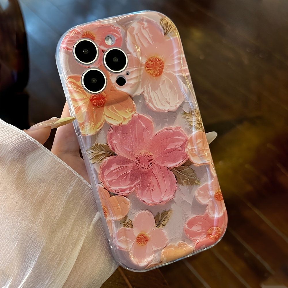 A 1-Piece for iphone Case for Models 7/8 Featuring an INS Rose Pattern, Compatible with for iphone X/XS/XR, Providing Full Protection Against Drops for Daily Outings. It'S a Trendy Y2K Accessory for Photos, Suitable for Iphone 11/12/13 PLUS, And a Perfect Birthday Gift for Friends, Family, Boyfriends, Or Girlfriends. It Includes a 3D Wave Texture with Transparent Oil And Oil Painting Floral