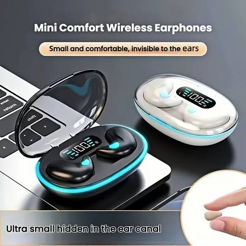 x55 sleep in ear headphones unshakable during sleep suitable for listening to music and playing games comfortable for sleeping listening to music and button type anti mistouch sleep headphones compact and portable