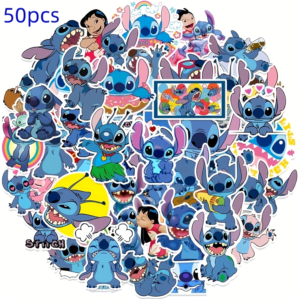 TEMU 50 Cute Stitch Stickers, Cartoon Decorations For Laptops, Suitcases, And Water Bottles