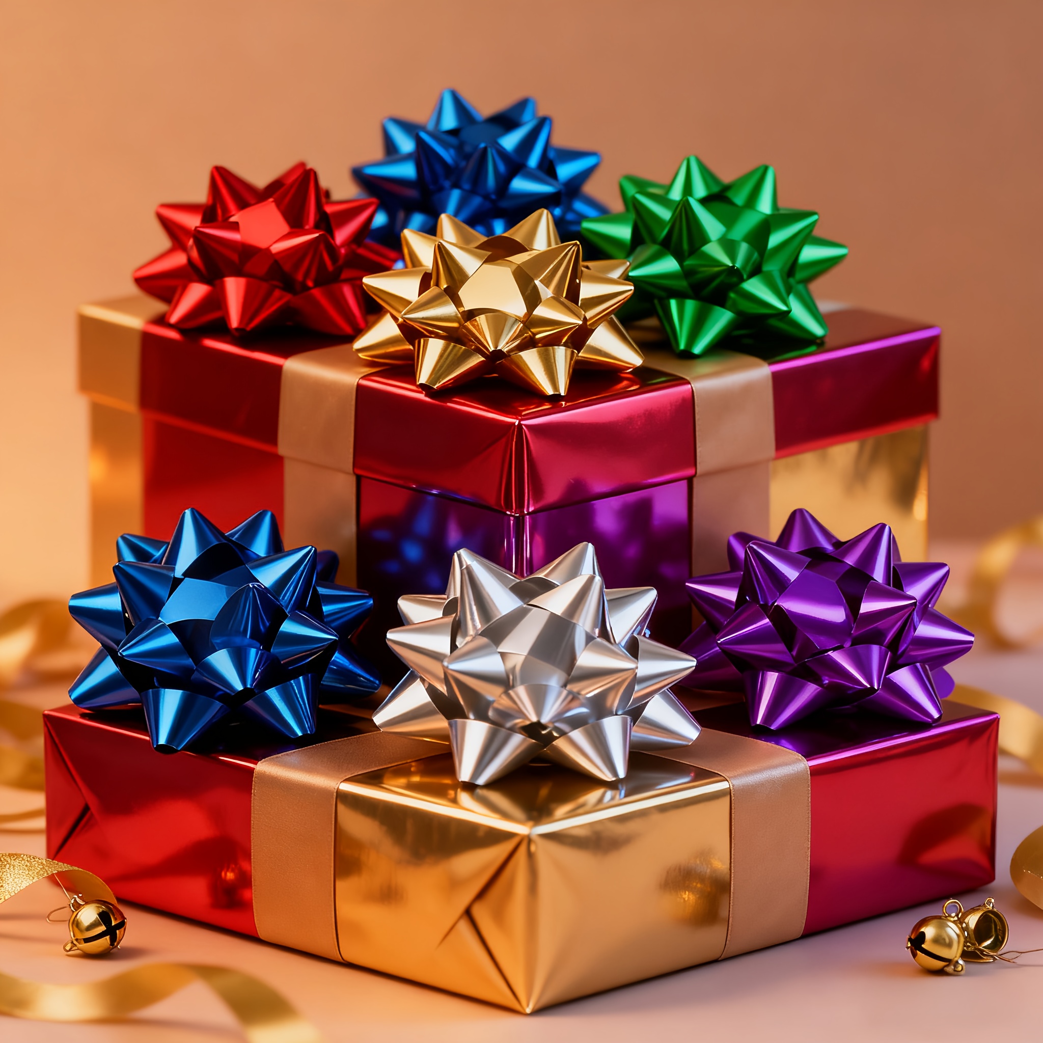 30 self   large christmas bows 7 5cm 6 mixed colors electroplated star flowers   ribbon bows for gift wrapping thanksgiving valentines day seasonal decorations holiday ornaments decorative ribbons elegant accents