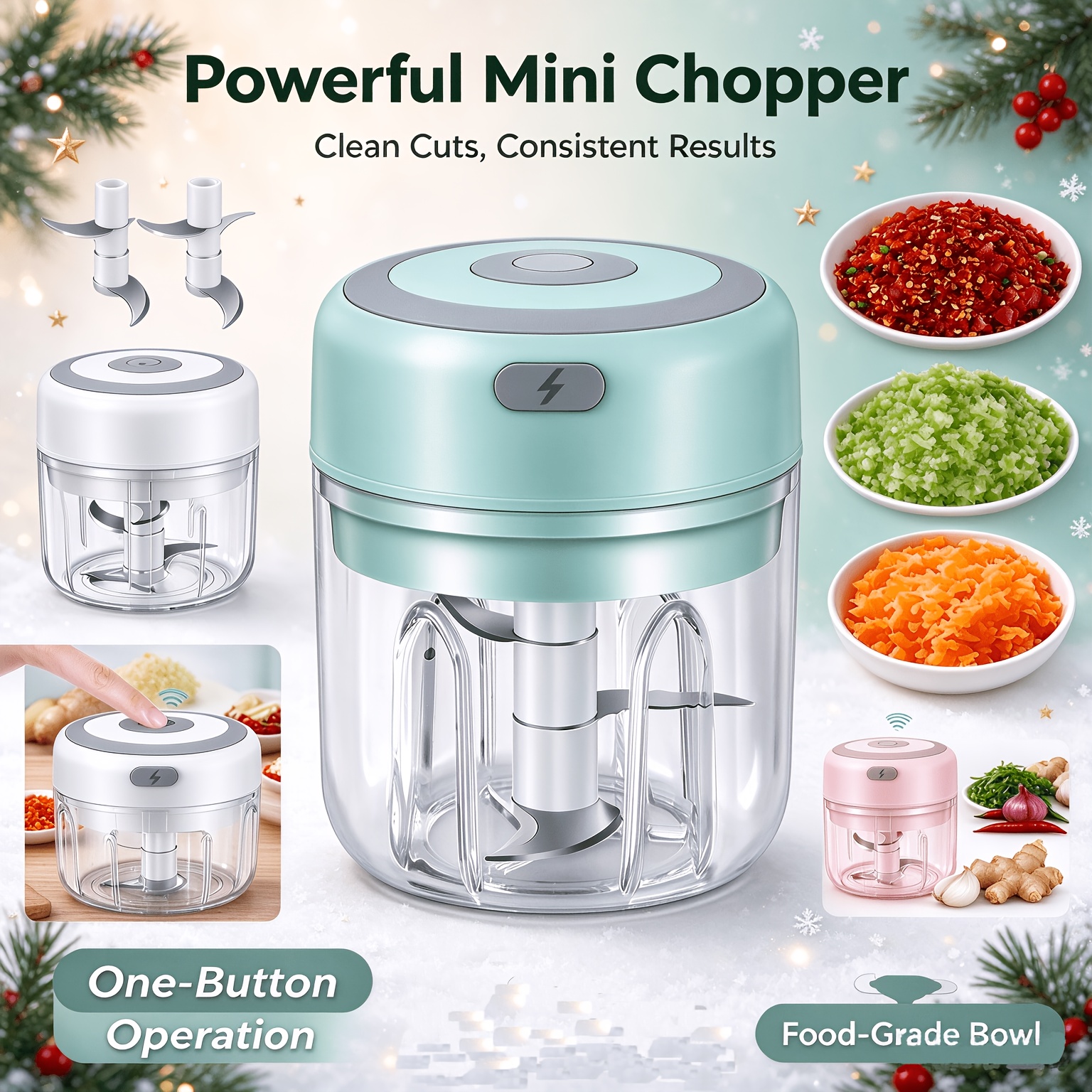 TEMU Electric Mini Food Processor & Masher - Portable - Suitable For Chili Meat Spice Chopper, Garlic Onion Vegetable Crusher, Meat Grinder, Compact