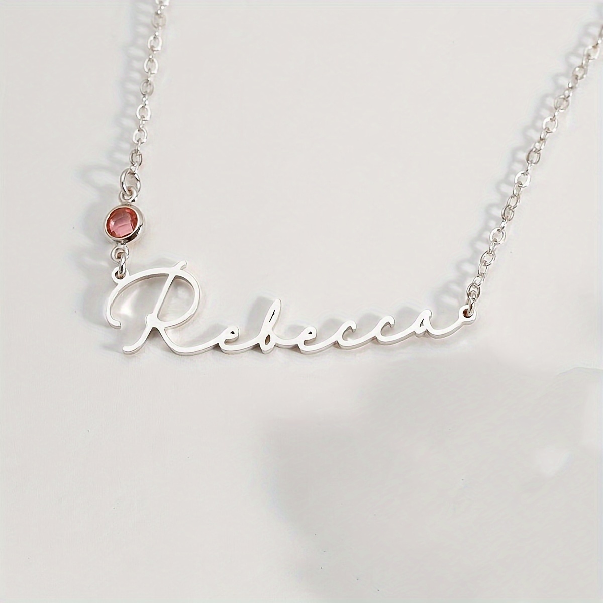 Custom Birthstone Name Necklace, 18K Gold Plated