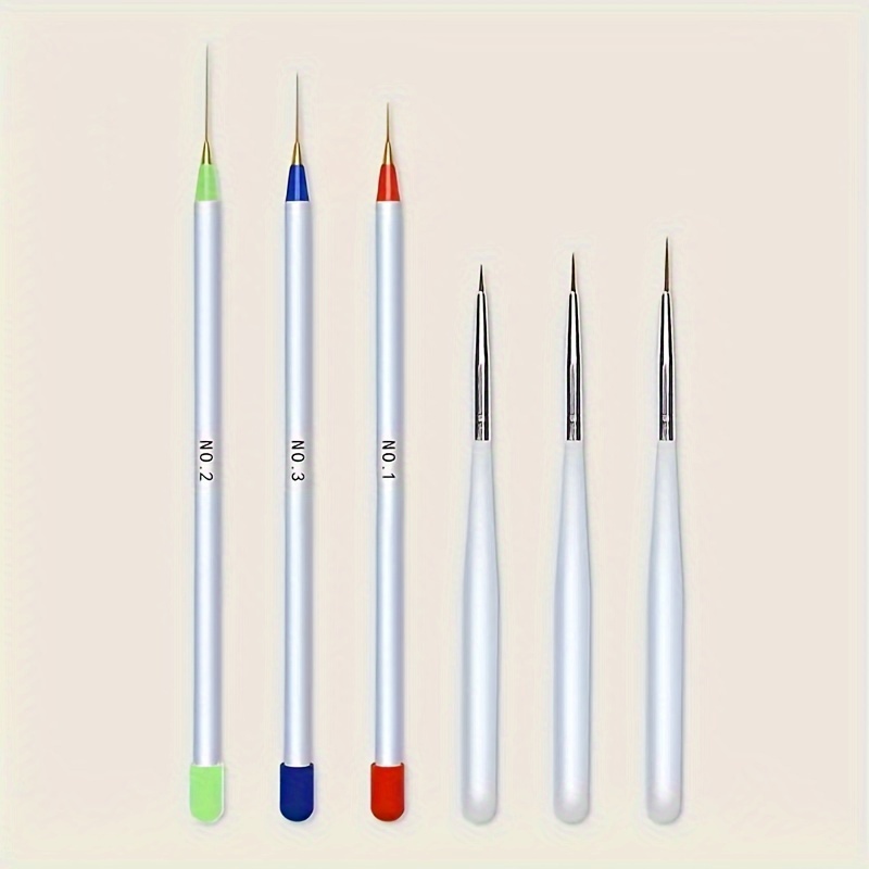 3/6 Drawing Lines, Drawing Flowers, Painting Pens, Nail Pens, 3 Sets Of Tools, Very Thin White Pole Acrylic Brush Nail Art Brush