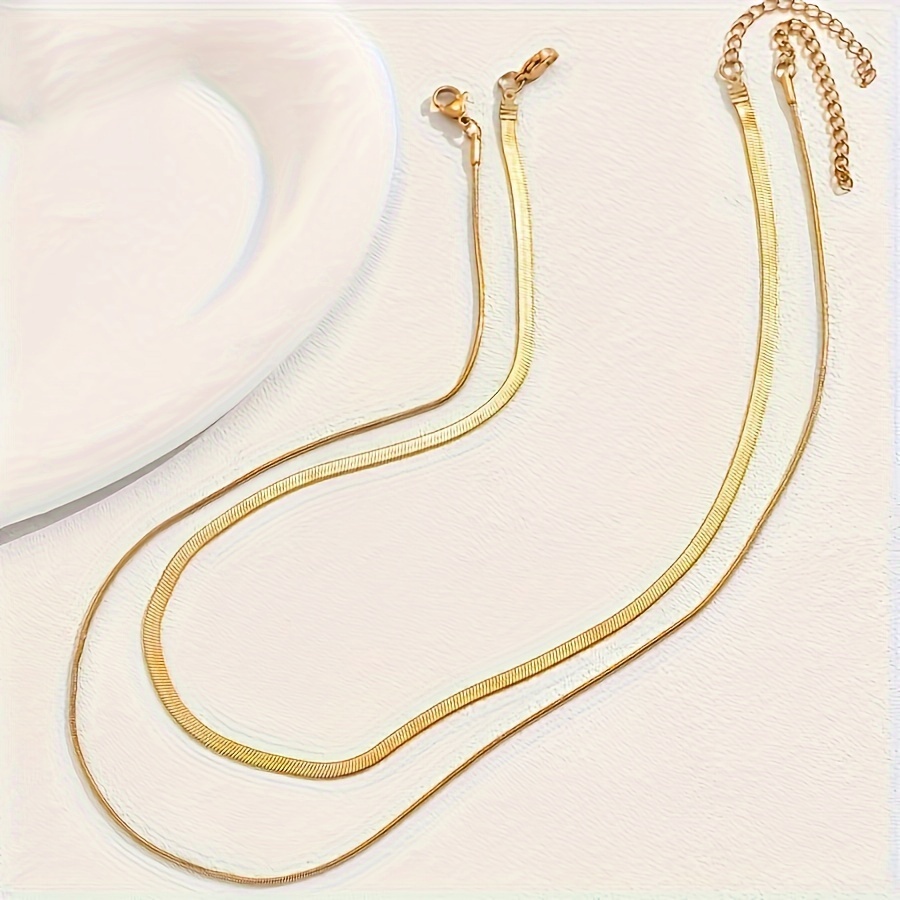 2 Pack Short Snake Chain Collarbone Necklace Set