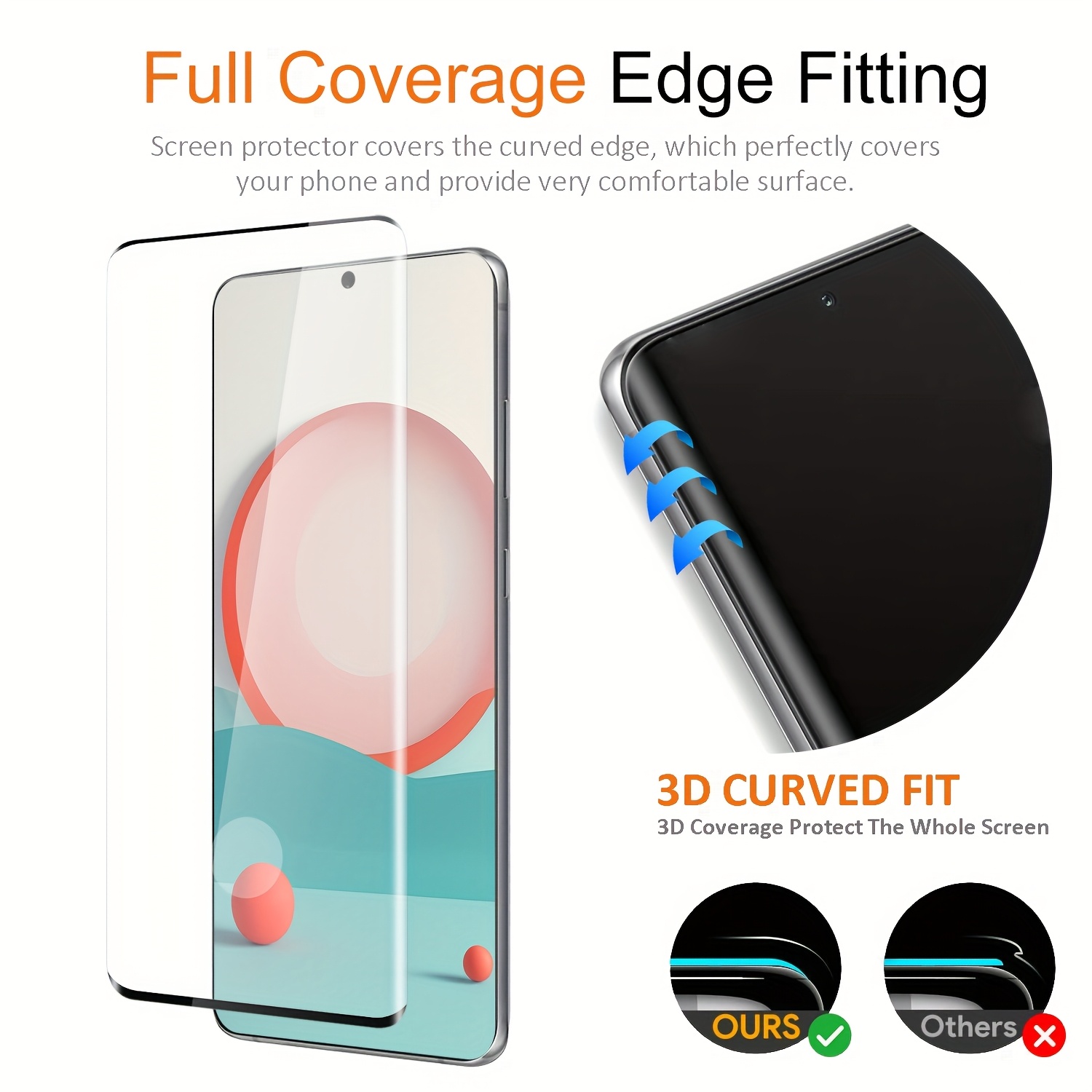 [2+2 Pcs]For Galaxy S20 S20+ S20 Ultra Tempered Glass Screen Protector with  Camera Lens Protector [3D Curved] [Fingerprint Recognition] [Case