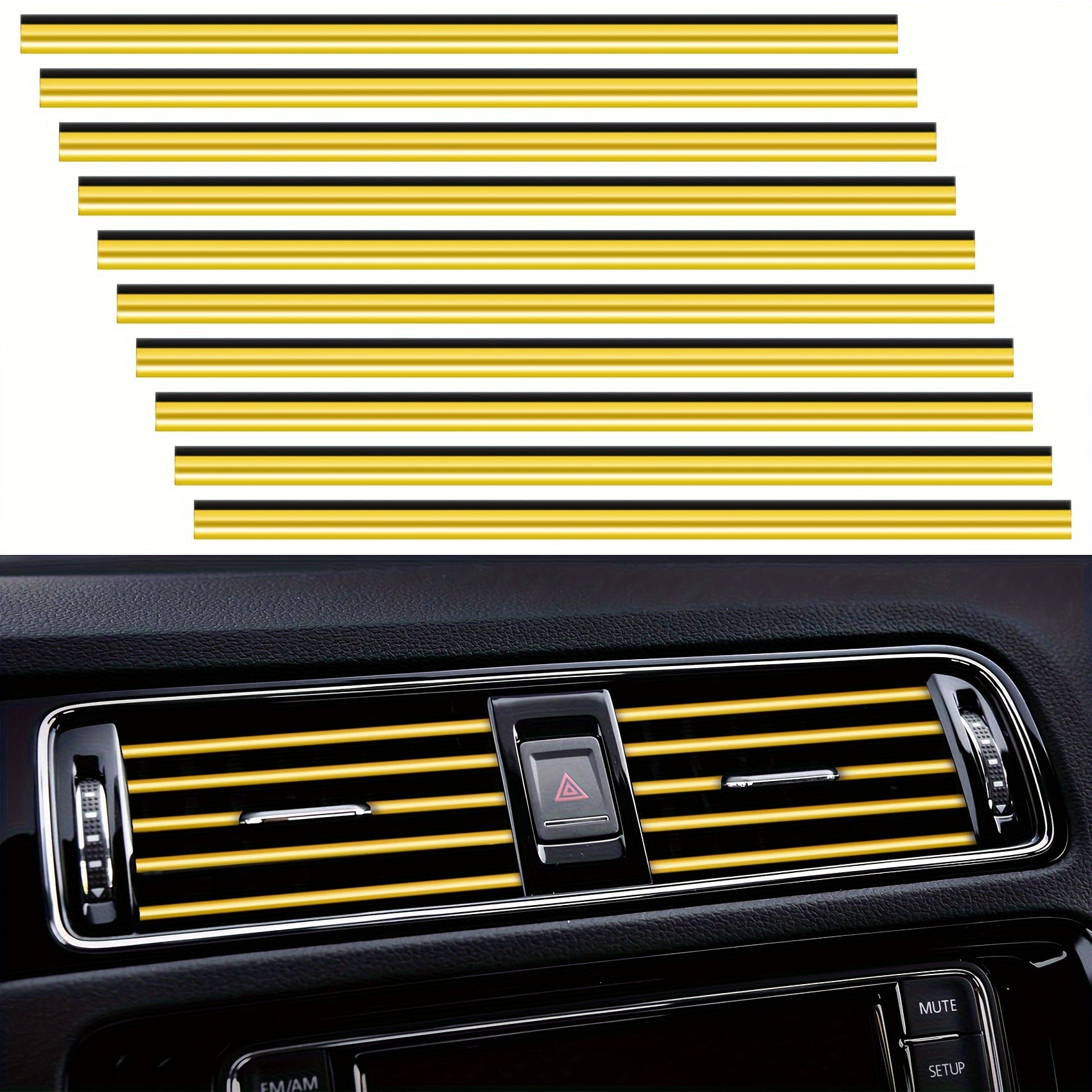 20pcs Car Air Conditioner Air Outlet Decorative Strips, Bendable DIY Decorative Strips, Universal For Most Air Outlets, Flexible Shiny Auto Car Vent Interior Accessories For All Air Vent Outlet Christmas Gift