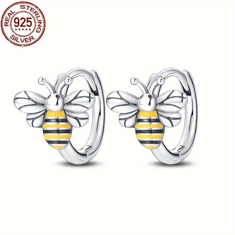 

100% S925 Pure Silvery Halloween Pendant Silvery Weight 4g Bee Earrings Suitable For Original 3mm Bracelet Diy Beads Suitable For Women's Birthday Valentine's Day Jewelry Christmas Thanksgiving Gift