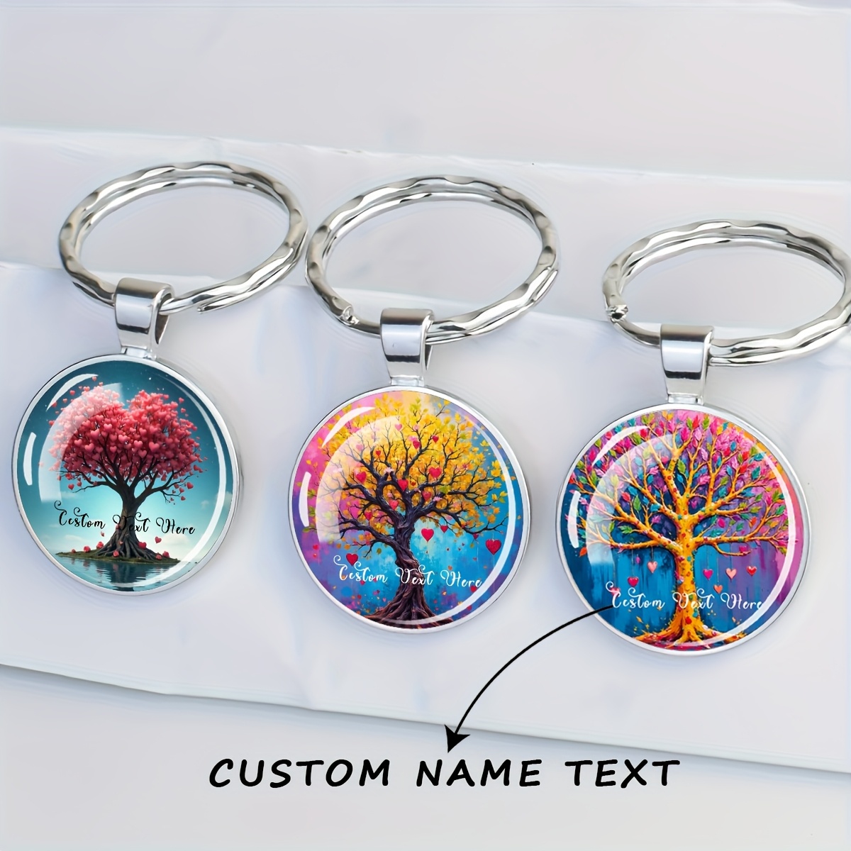 Custom Text Life Tree Keychain Personalized