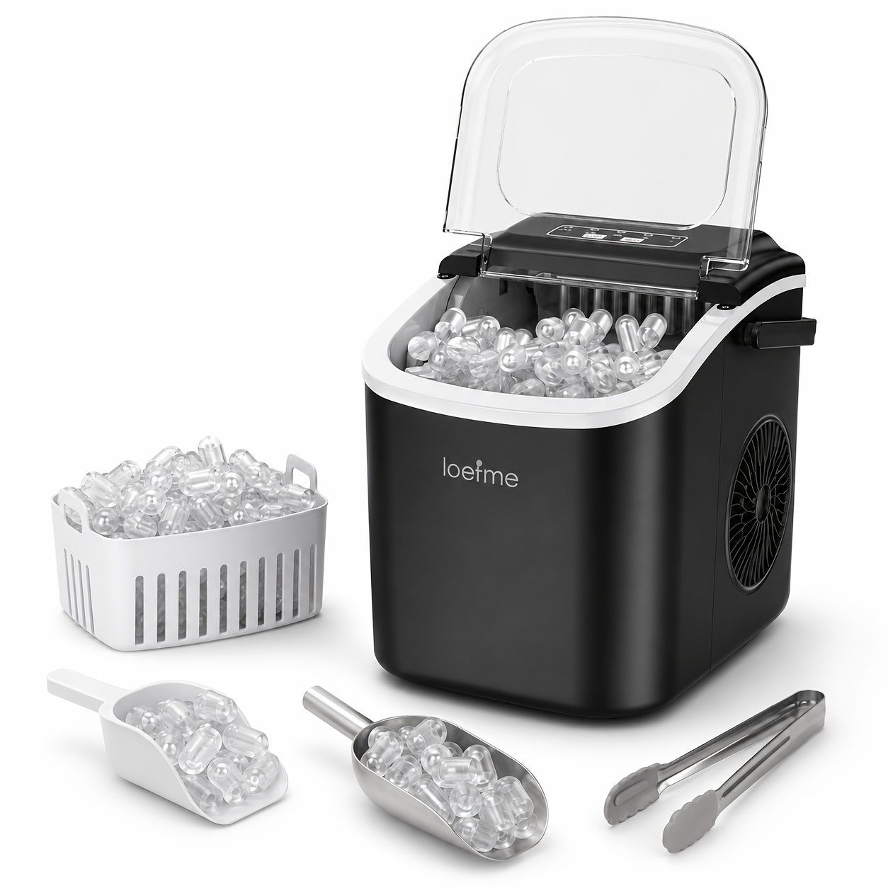 1.2l Water Tank And Scoop Basket Electric Ice Maker - Loefme Ice Maker, 6-minute Making And 10kg/24h, Cool In Summer, Portable Design, Suitable For Home, Office, Ice Maker
