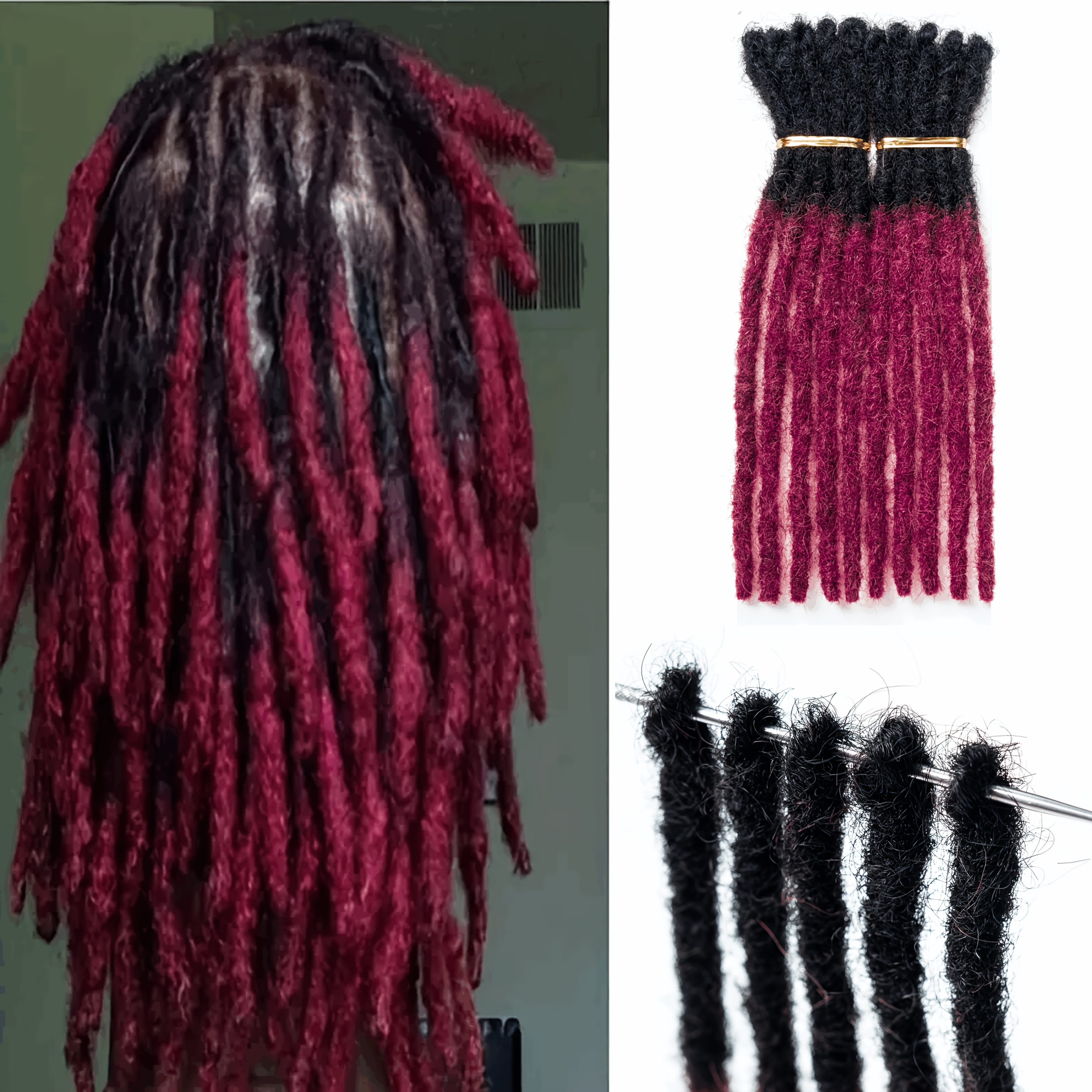0.8cm thickness 12 inch dreadlock extensions human hair 30  display picture 1