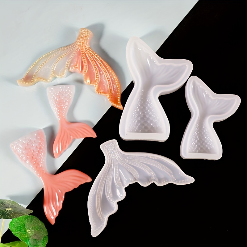 E-shop 3er-Set Meerjungfrau-Schwanz Silikonform, Fischschwanzform, -Oberfläche, Epoxidharz, DIY Seife, Kerzenherstellung, Gips, Bastelset für