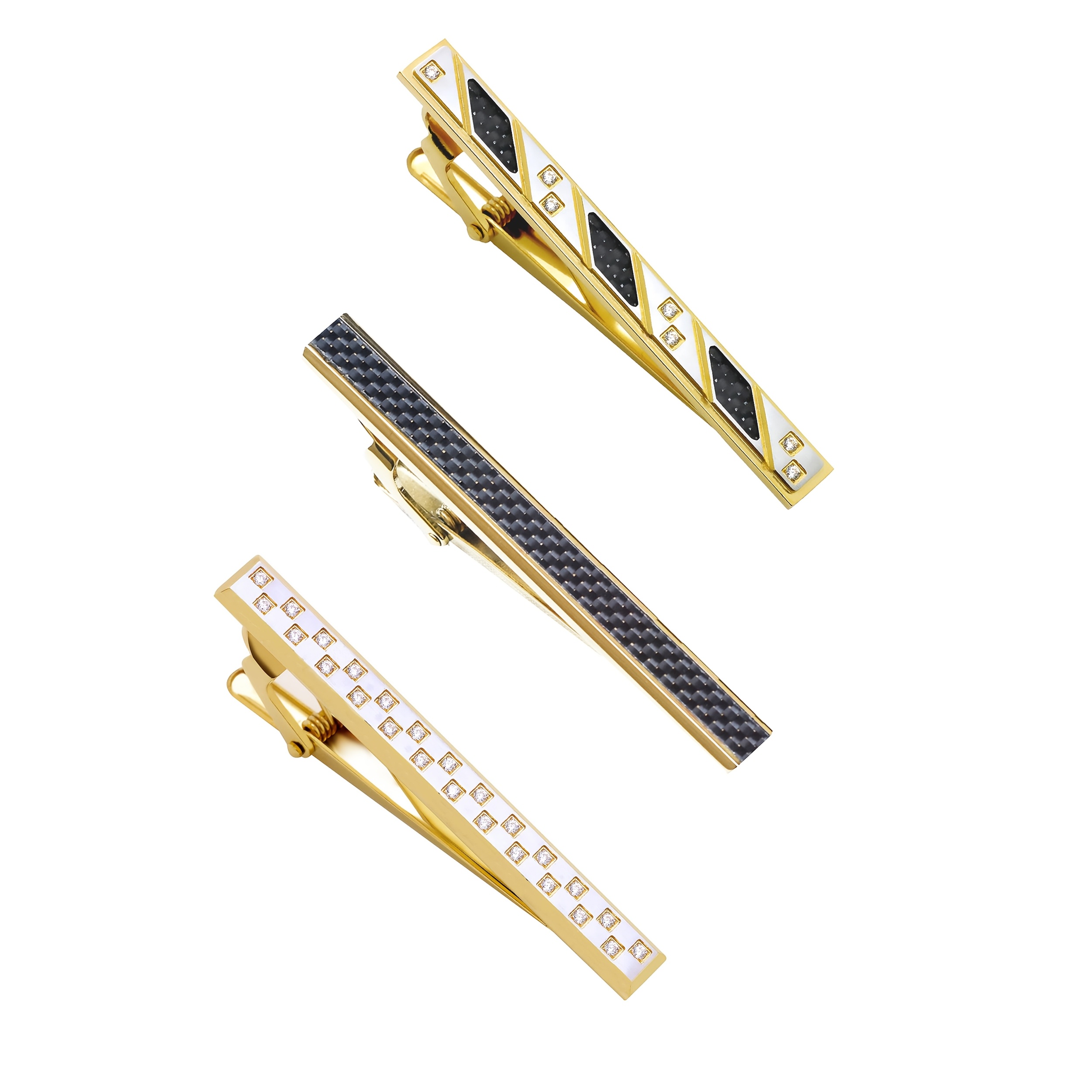 TEMU 3pcs Tie Clip Set Stainless Steel Pins For Men, Fashion Designs Tie Bar Set Accessory Necktie Suit Shirt For Couple Gift Men Father's Day Gift