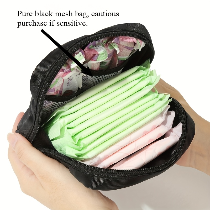TEMU 1pc Large Capacity Fashion Layered Mini Storage Bag - Made Of Polyester, Designed In A , With Mesh Compartments For Tissues , Zipper Closure, In