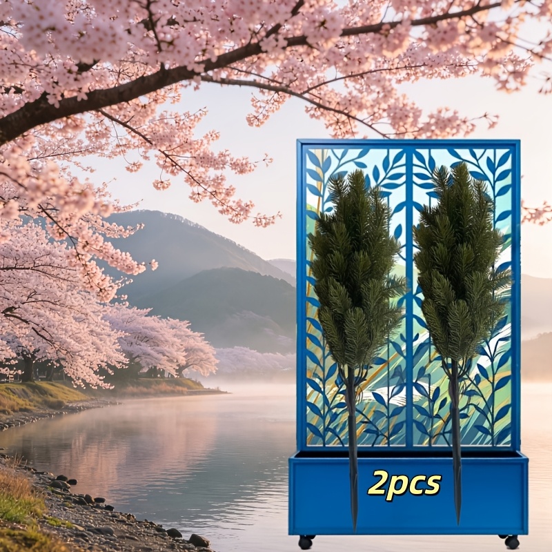 TEMU 2pcs Large Artificial Pine Trees With Stakes - Realistic Trees - Maintenance-free, No Sweeping Needed, Non-fading, Suitable For Living Room,