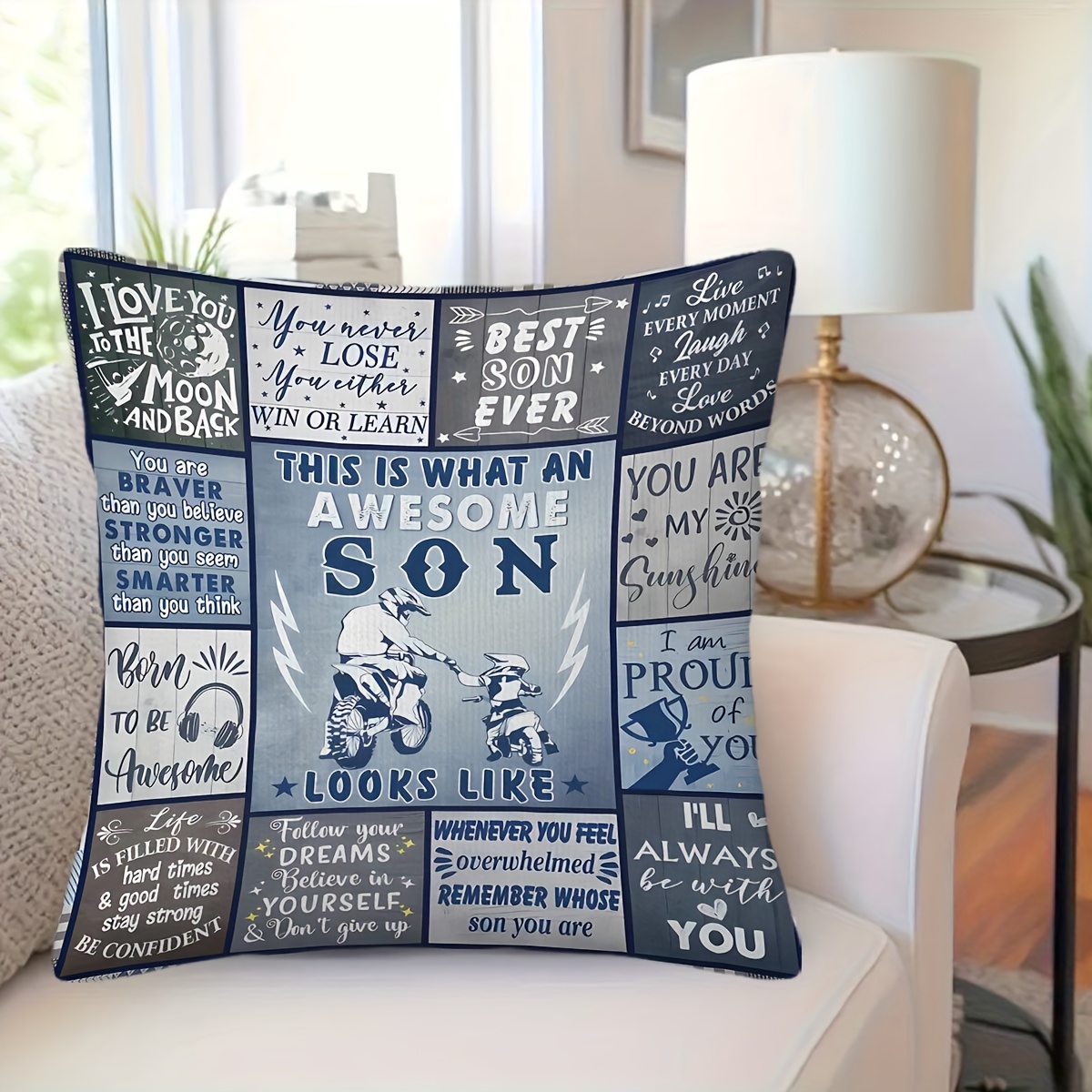 TEMU 1pc Single-sided Printed Pillowcase, Polyester Pillowcase - For Son - Comfortable Rectangular For Relaxing, Reading, Christmas, Birthdays,