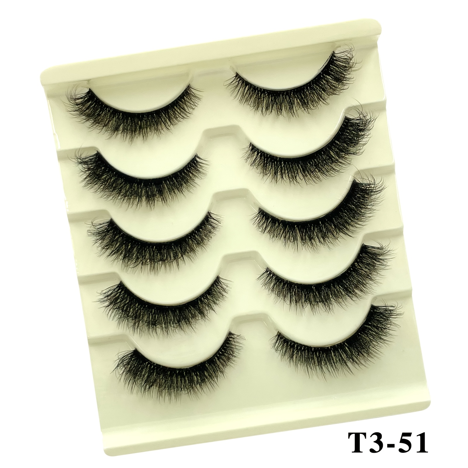 TEMU 5 Pairs Eyelashes With Clear Band Strip Lashes Fluffy Natural Look Wispy Light Short False Eyelashes 3d Fake Lashes