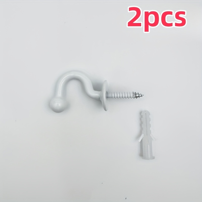 Image of 2-pack Modern Alloy Wall Hooks, White And Black, , Contemporary Curtain Hangers For Clothes, Bags, Towels, Door Beads, Thin Curtains - Wall Mounted Curved Single Hook, Utility Hooks