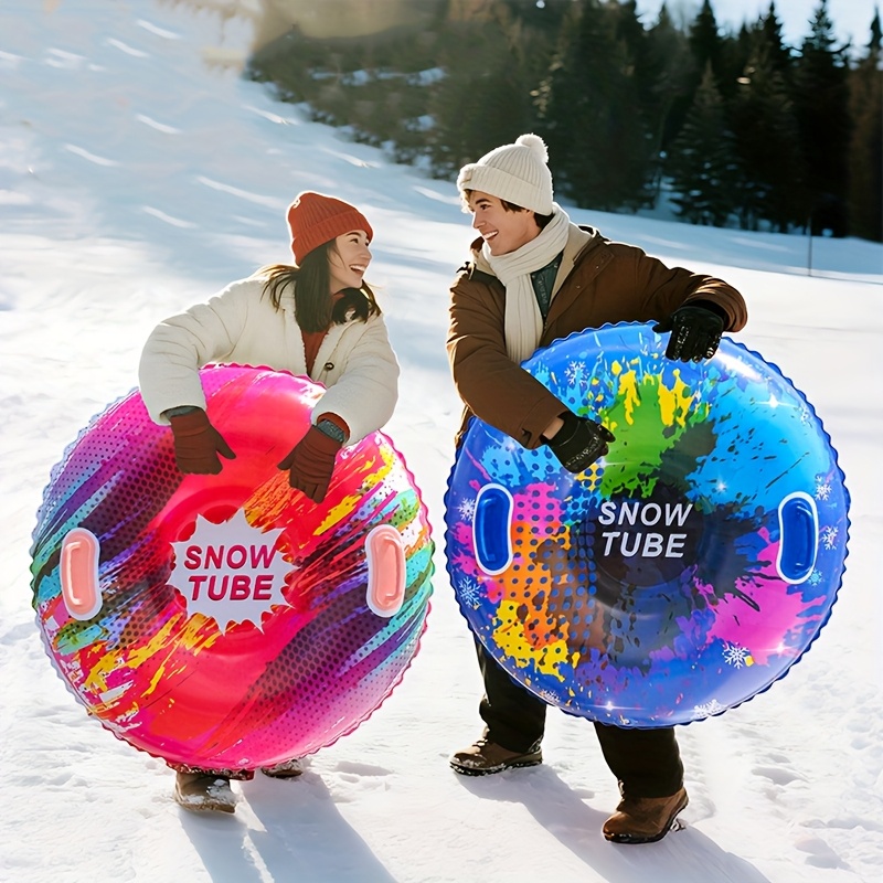 Heavy-Duty Colorful Fashion Snow Tubes/Inflatable Snowboards/Inflatable Snow Sleds, Foldable PVC Winter Water Slides, Suitable for Skiing/Snow Drifting/Winter Activities/Outdoor Family Leisure Activities, Winter Sports, Christmas/New Year Gifts.