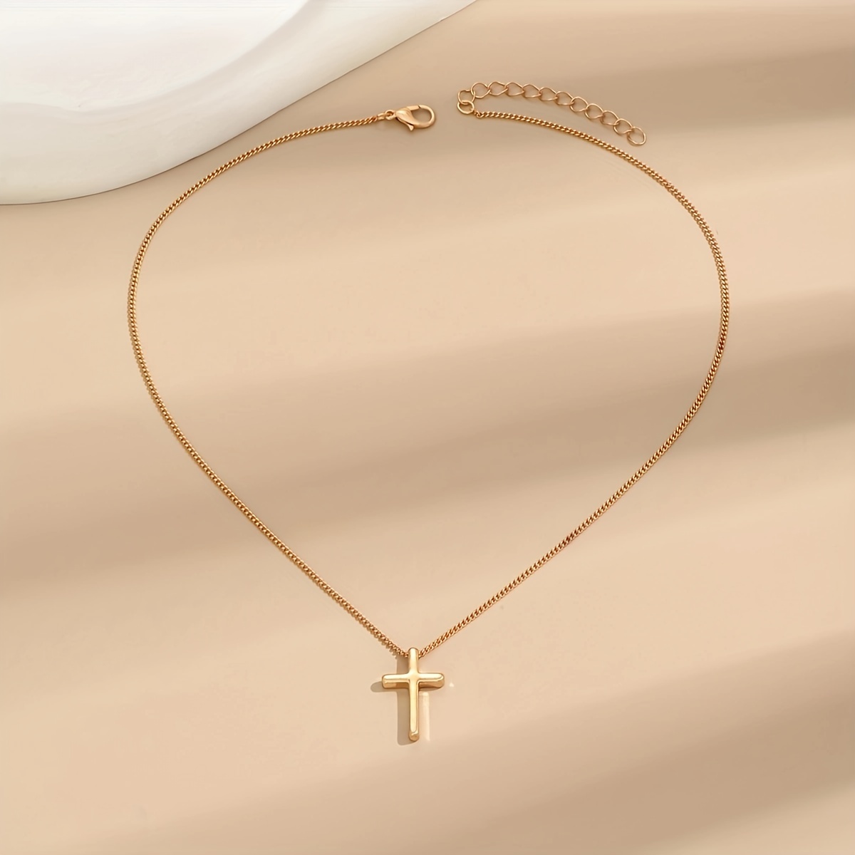 1pc Of Fashionable Minimalist Cross Necklace, Metallic Style