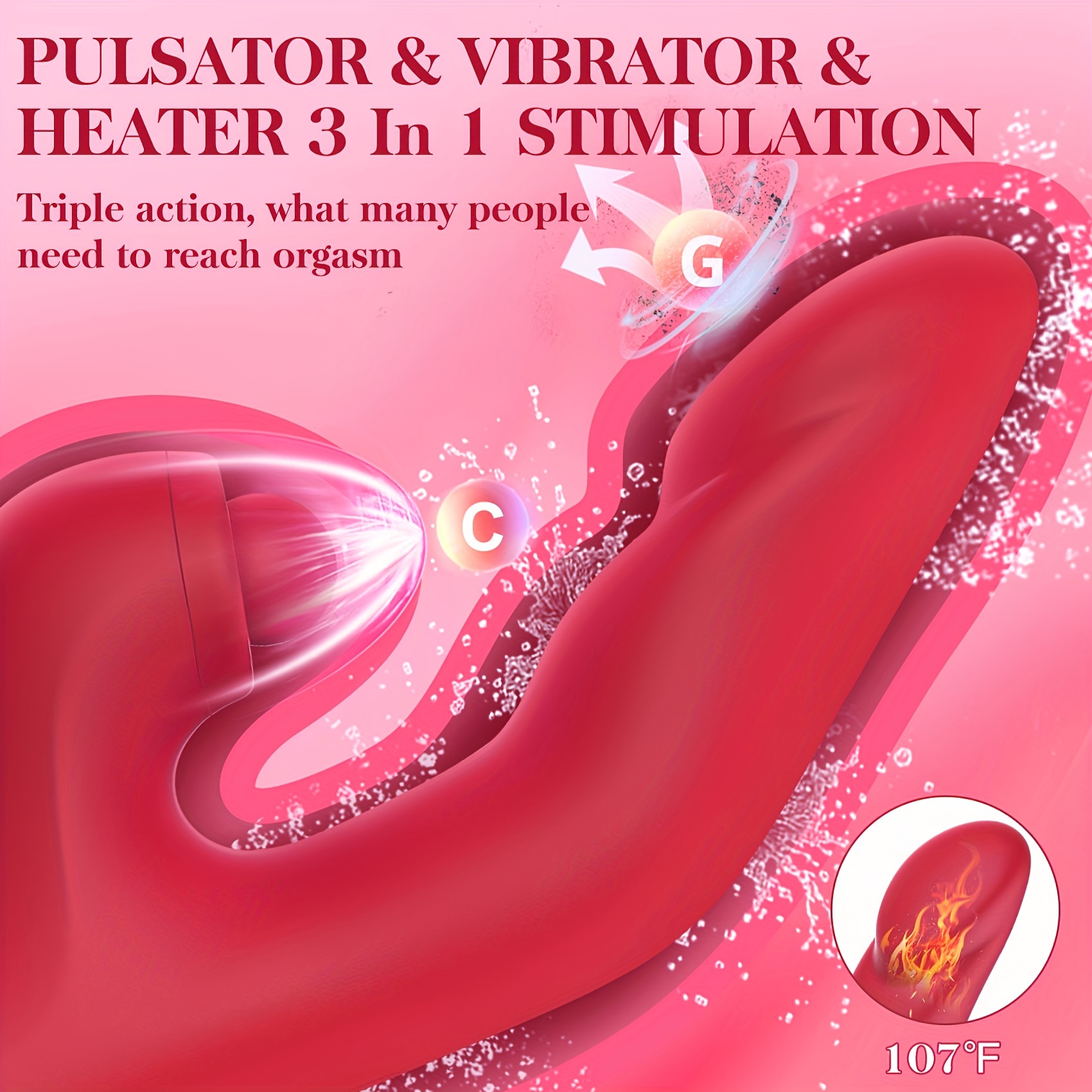 1pc G spot Stimulator 3 In 1 Vibrator Pulsating Heater Portable Size For Women 10 Vibration Patterns And 5 Pulsating Actions To Stimulate Nipples