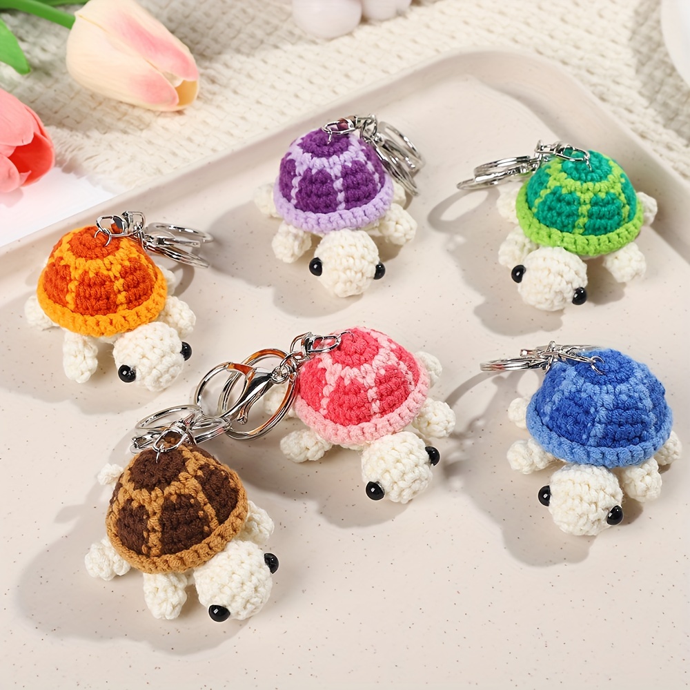 

1pc Hjuey Handmade Crochet Turtle Keychain, Cute Mini Knitted Animal Keyring, Decorative Round Ring Clasp, Christmas Gift For Women, Yarn , No Power Required, Suitable For 14+