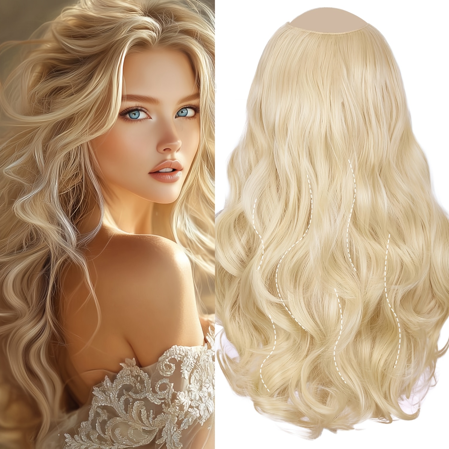 V Shaped Clip in Extensions Synthetic Hair Clip In