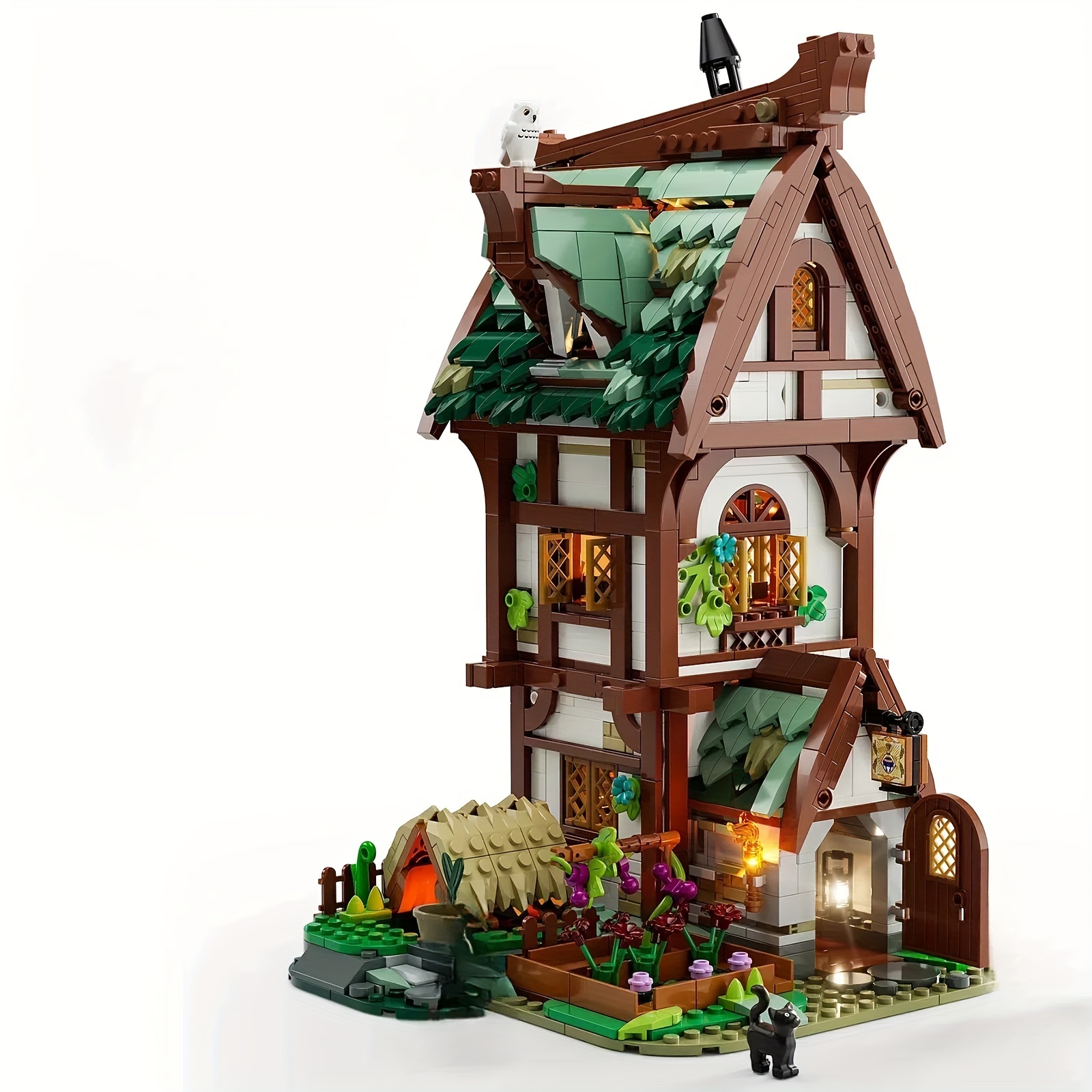 

Funwhole Medieval Shop Lighting Building-bricks Set - Compatible With Medieval Series Collectible 1470pcs For Adults And Teen