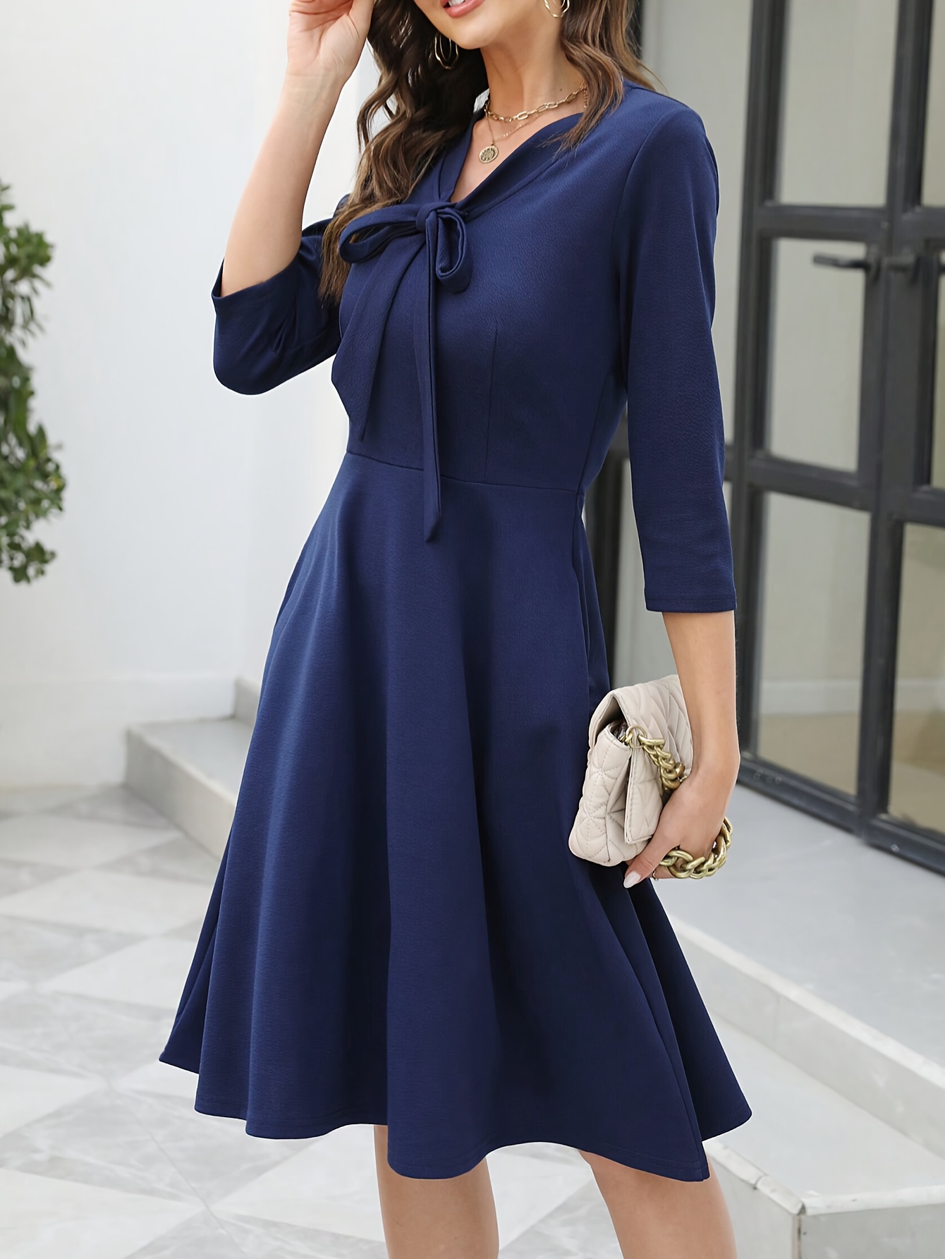 ladies long cocktail dresses DRESSTELLS Women's Black Dress 2026, Formal Midi for Wedding Guest, Funeral & Church, Modest with 3/4 Sleeves Black S Length (Shoulder to Feet):58 Inches Designed for free champagne homecoming dresses Old Navy High Waisted