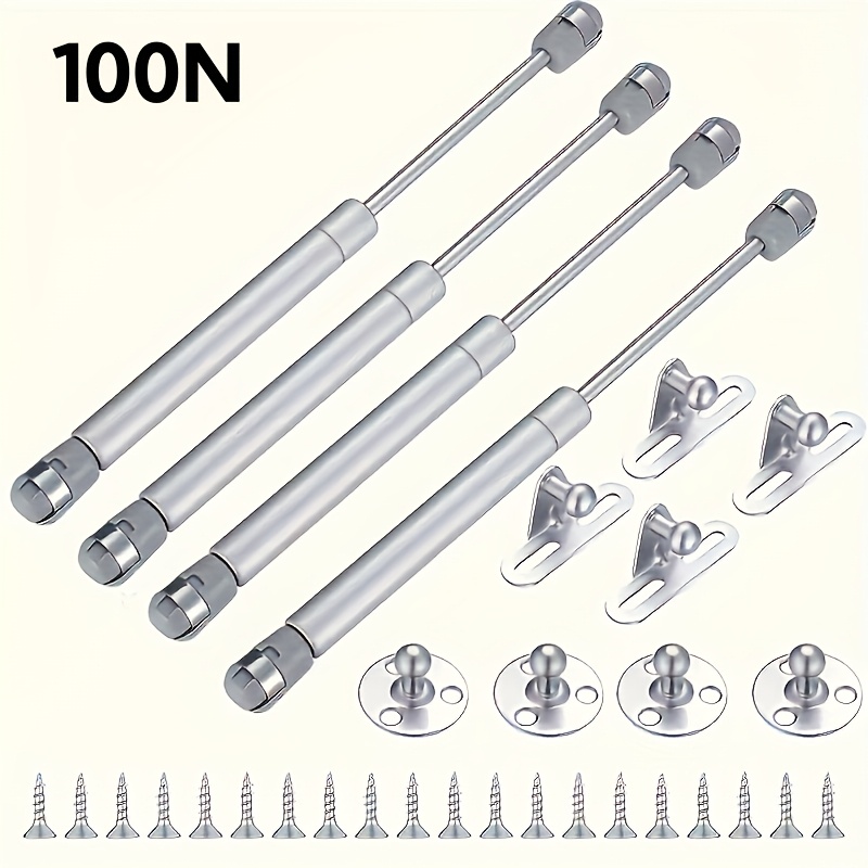 E-shop 4er-Set Verstellbare Hydraulische Schranktürstützen - 20N bis 200N Gasstoßdämpfer für Küchenschränke, Polierte Metalloberfläche, Einfache
