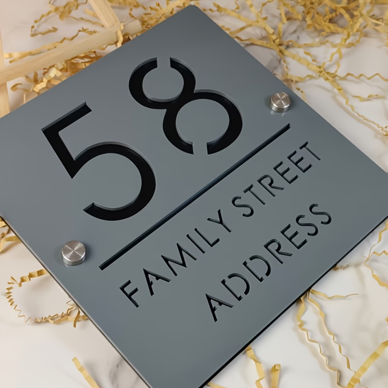 TEMU Custom Acrylic Material Easy Square Address Plaque For Wall Mounting, Includes Installation Additions, Home Decoration, A Great Gift Choice For