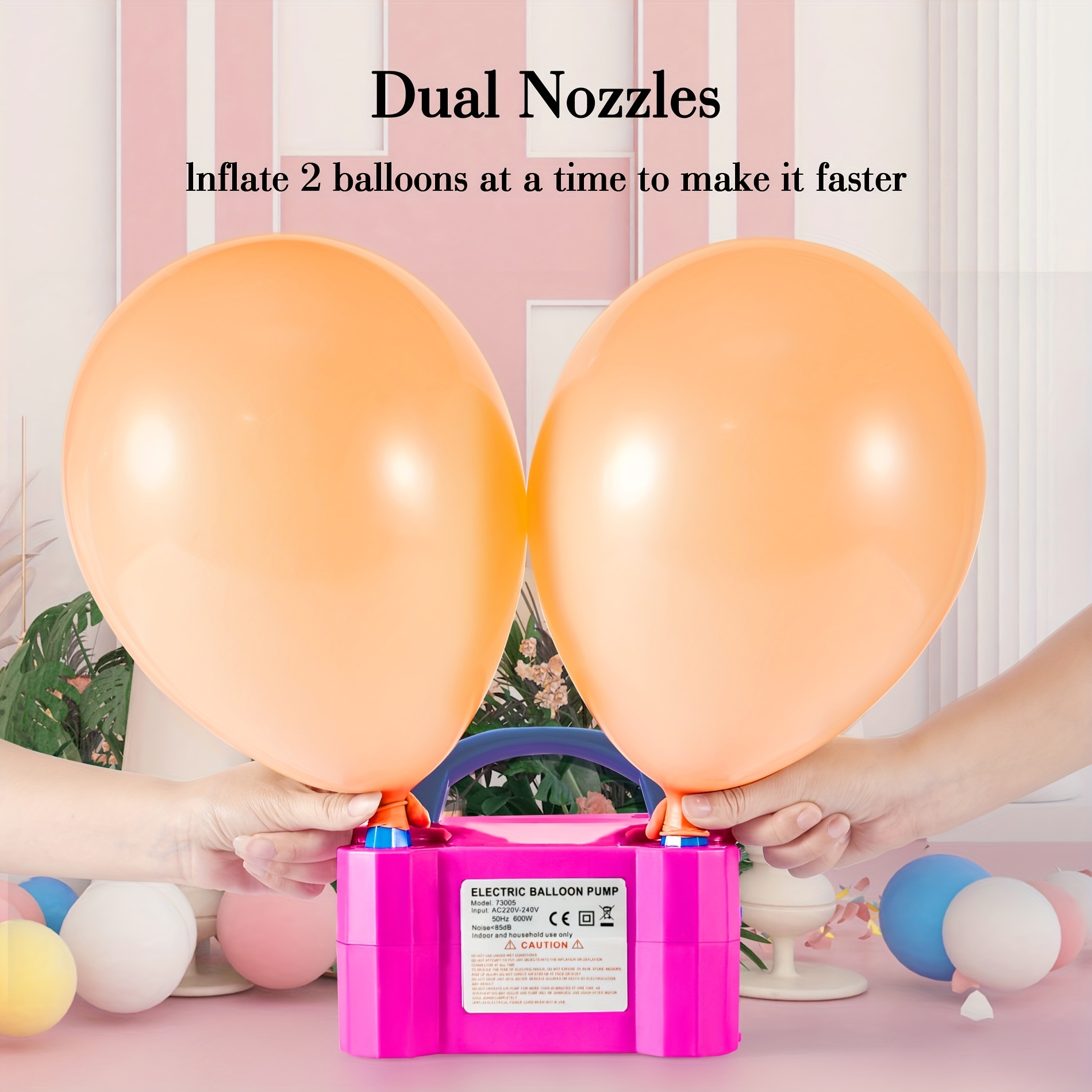 electric balloon pump eu ac220v 240v 600w dual nozzle portable balloon inflator with 2pcs tie tools   for   bulk balloons filling balloon halloween christmas gift details 0