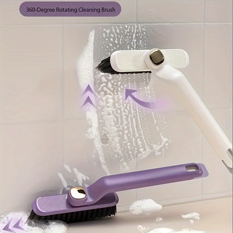 

360-degree Rotating Cleaning Brush Set With Clip And Scraper - Multi-functional Crevice Cleaner For Bathroom, Toilet, Kitchen - Durable Bristles, No-electricity Required, Easy Storage (1pc)