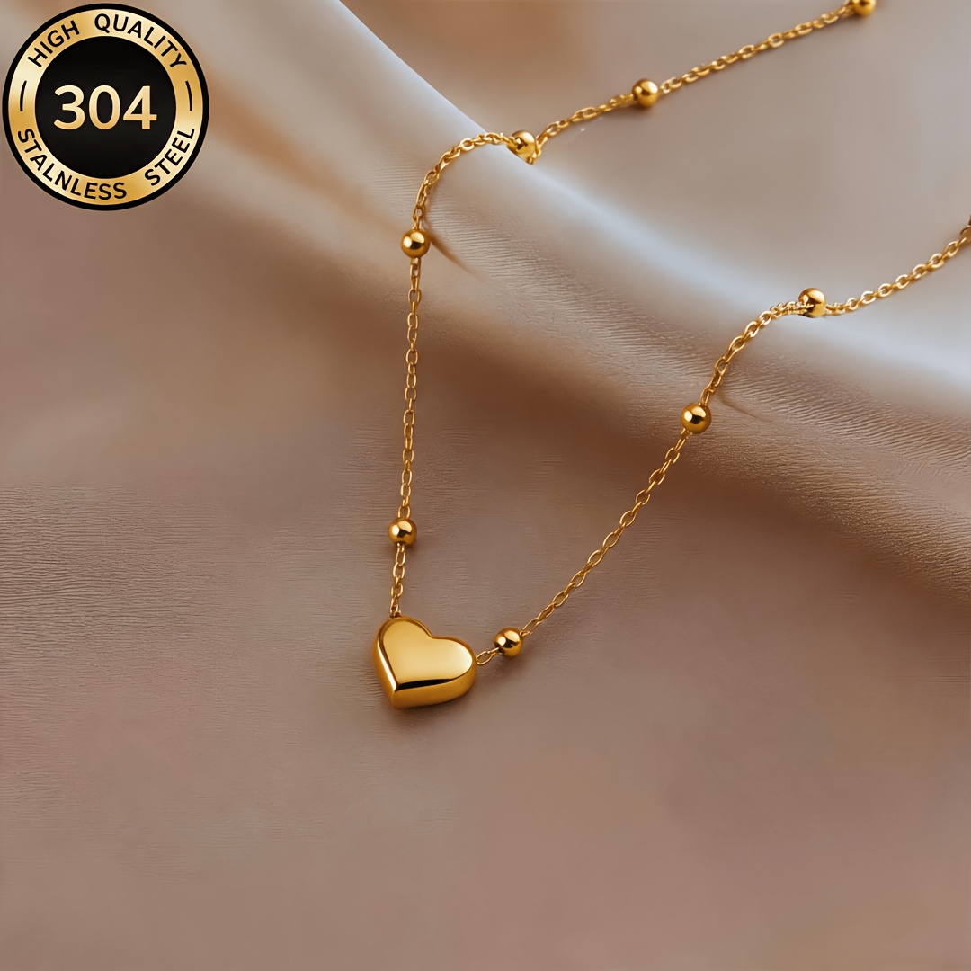 Women's Heart Pendant Titanium Steel Necklace, Minimalist Design