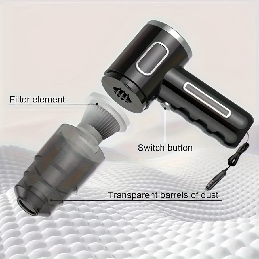 aspirador de pó portátil para carro de 12    de    , sucção de 3.6 kpa,   de poeira de 0.1-0.2l, filtro de tecido,   silenciosa de 65db, com cabo de 3-5m,     de 0-200w, não requer bateria detalhes 3