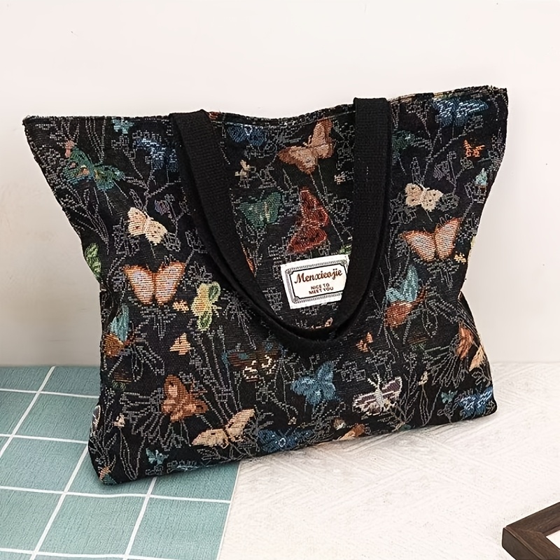 TEMU Sac fourre-tout papillon grande pour femme avec sangle d'épaule imprimée - Sac à main à fermeture éclair adapté pour , les quotidiens et les ,