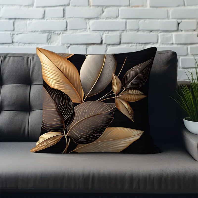 TEMU 2pcs Fashionable Black Print Pillow Covers - Modern Home Decor, Suitable For Living Room, Bedroom, Sofa - Zipper Closure, Machine Washable,