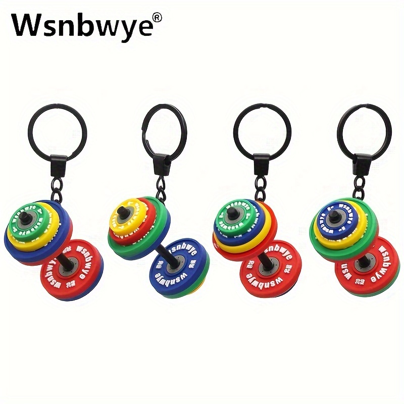 

1pc Wsnbwye Gym Sports Style Barbell Piece Key Chain Male And Female Couples Fashion Trend Dumbbell Combination Accessories Fitness Equipment Weight Plate Gift Fashion Brand Pendant